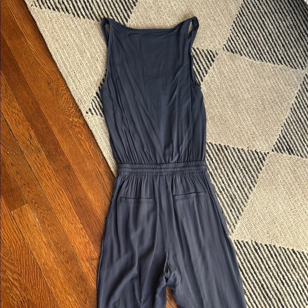Women's Blue Sleeveless Relaxed Fit Jumpsuit - Picture 8 of 8